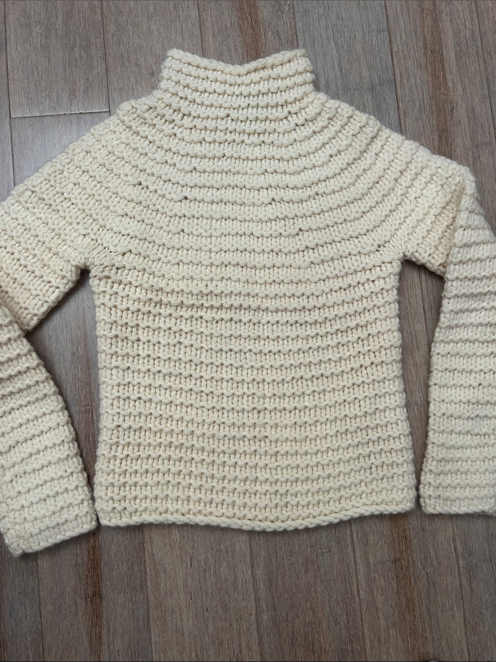 Gap VTG Cream Turtleneck Chunky Knit Sweater mock neck long sleeve Lambswool XS
